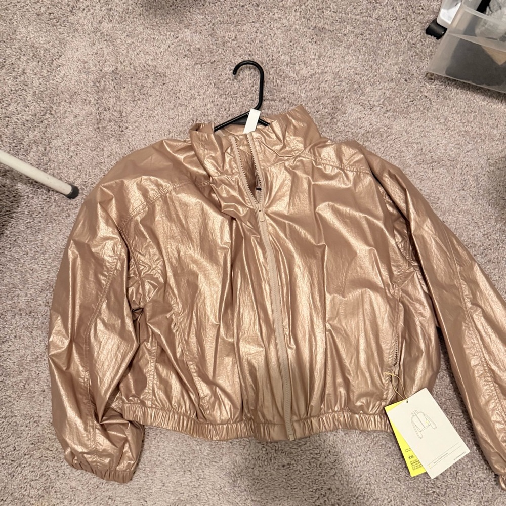 All in Motion Shimmering Tan Bomber Jacket